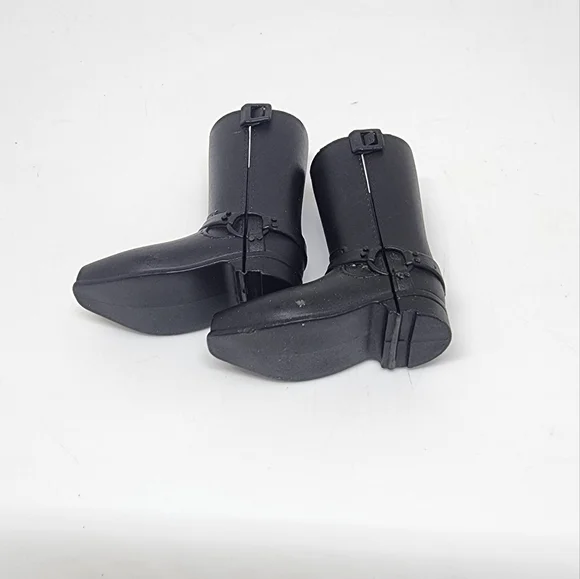 BARBIE DOLL SHOES - PAIR of KEN MOTORCYCLE RIDING Harley Boy BLACK SNAP BOOTS - Picture 4 of 5